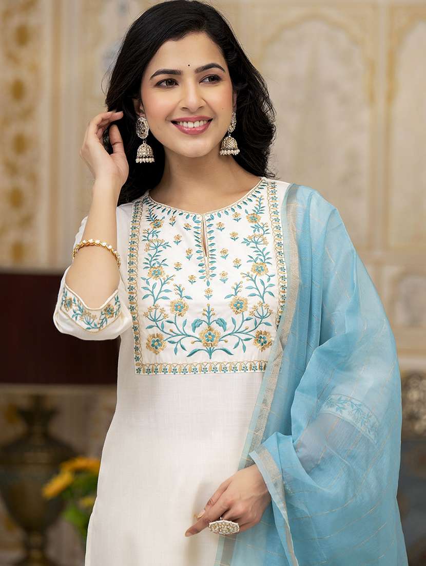 women cream kurta palazzo set set - 22462186 -  Standard Image - 1