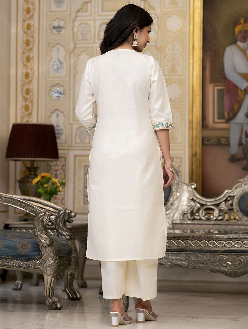 women cream kurta palazzo set set - 22462186 -  Standard Image - 4