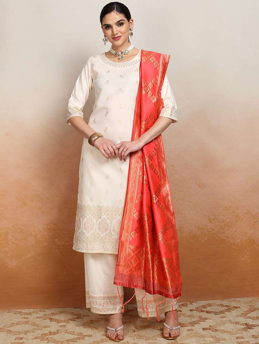 women cream kurta palazzo set set