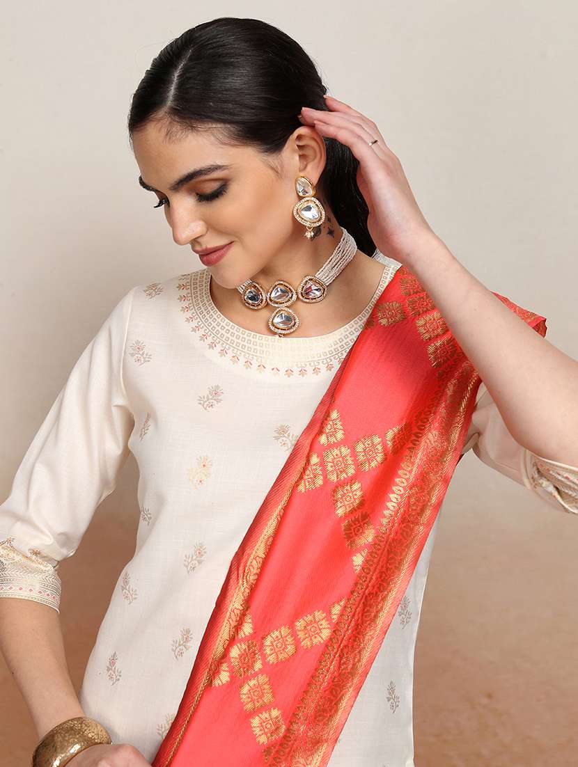 women cream kurta palazzo set set - 22462187 -  Standard Image - 1