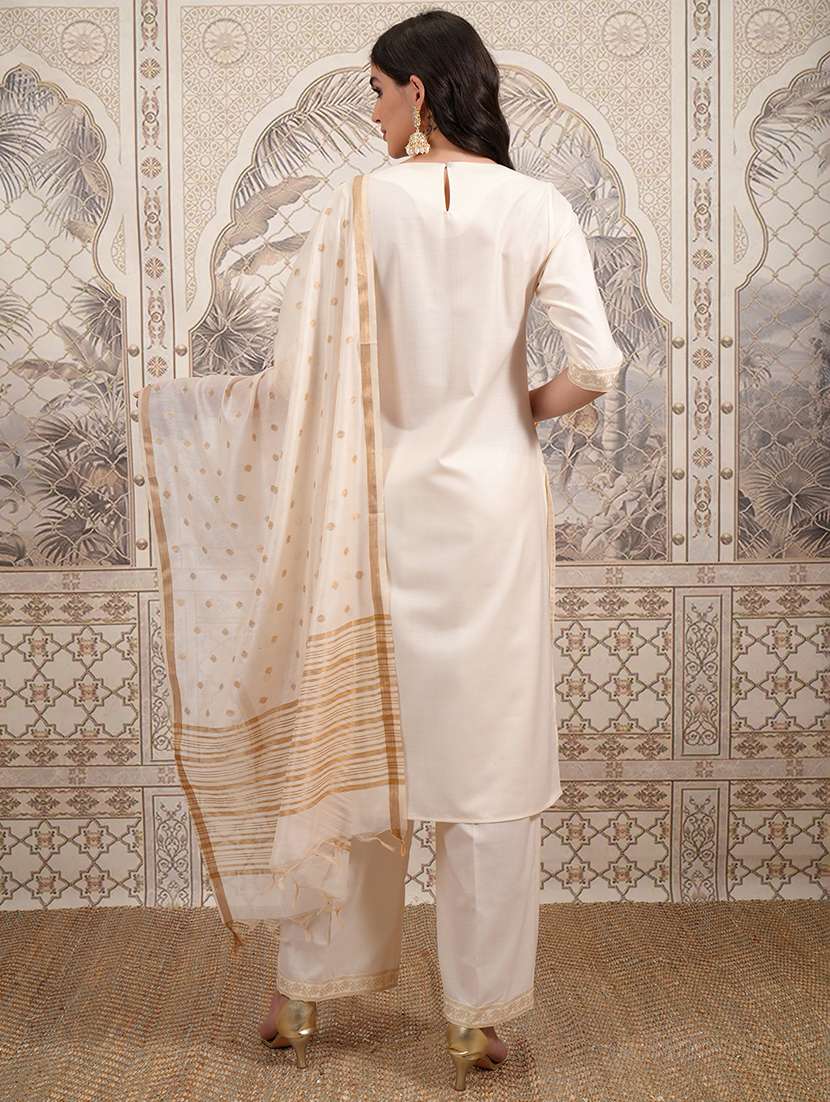 women printed cream kurta palazzo set set - 22462188 -  Standard Image - 4