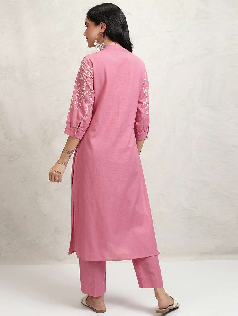 women self design pink kurta pant set - 22462197 -  Standard Image - 4
