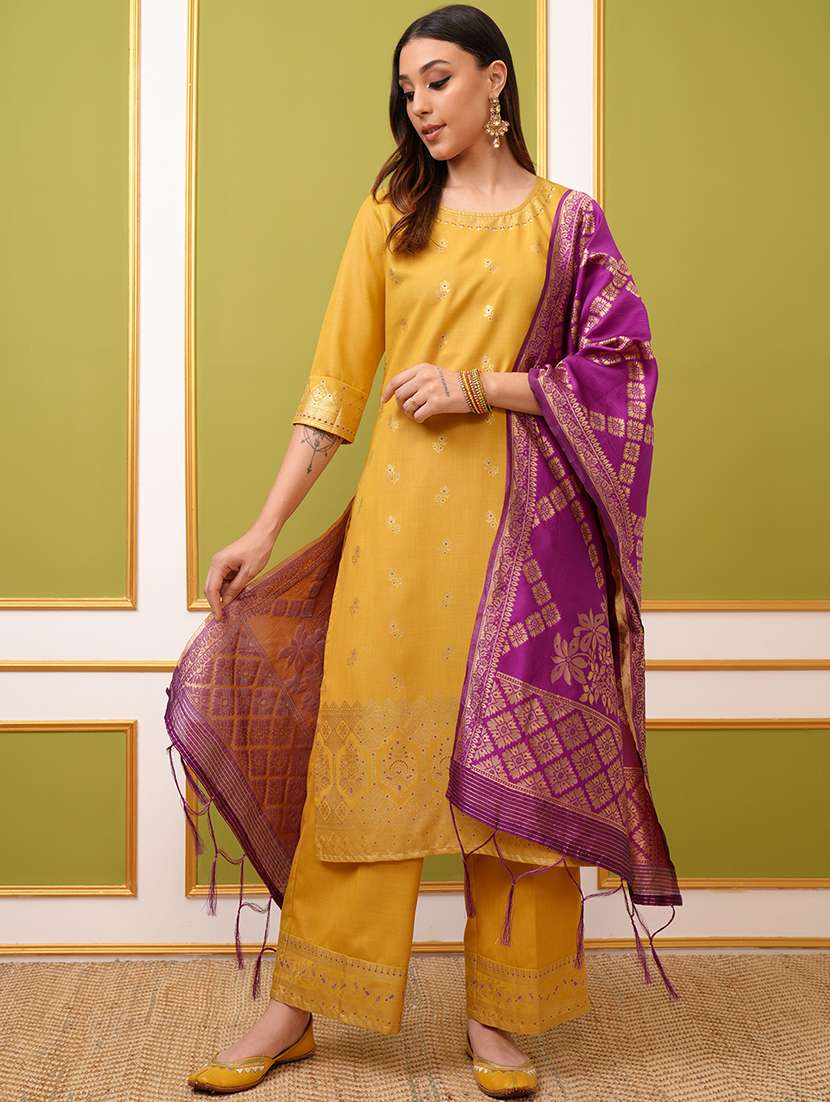 women yellow kurta palazzo set set