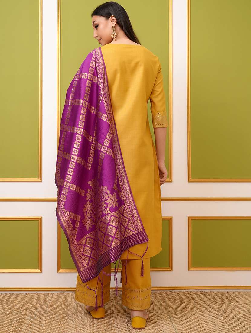 women yellow kurta palazzo set set - 22462199 -  Standard Image - 4