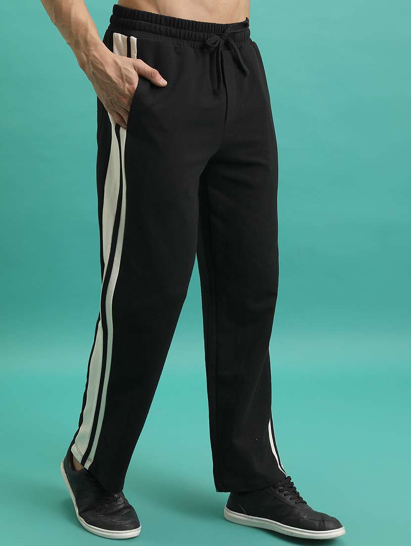 men side taped mid rise full length track pant