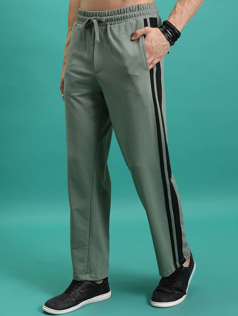 men side taped mid rise full length track pant
