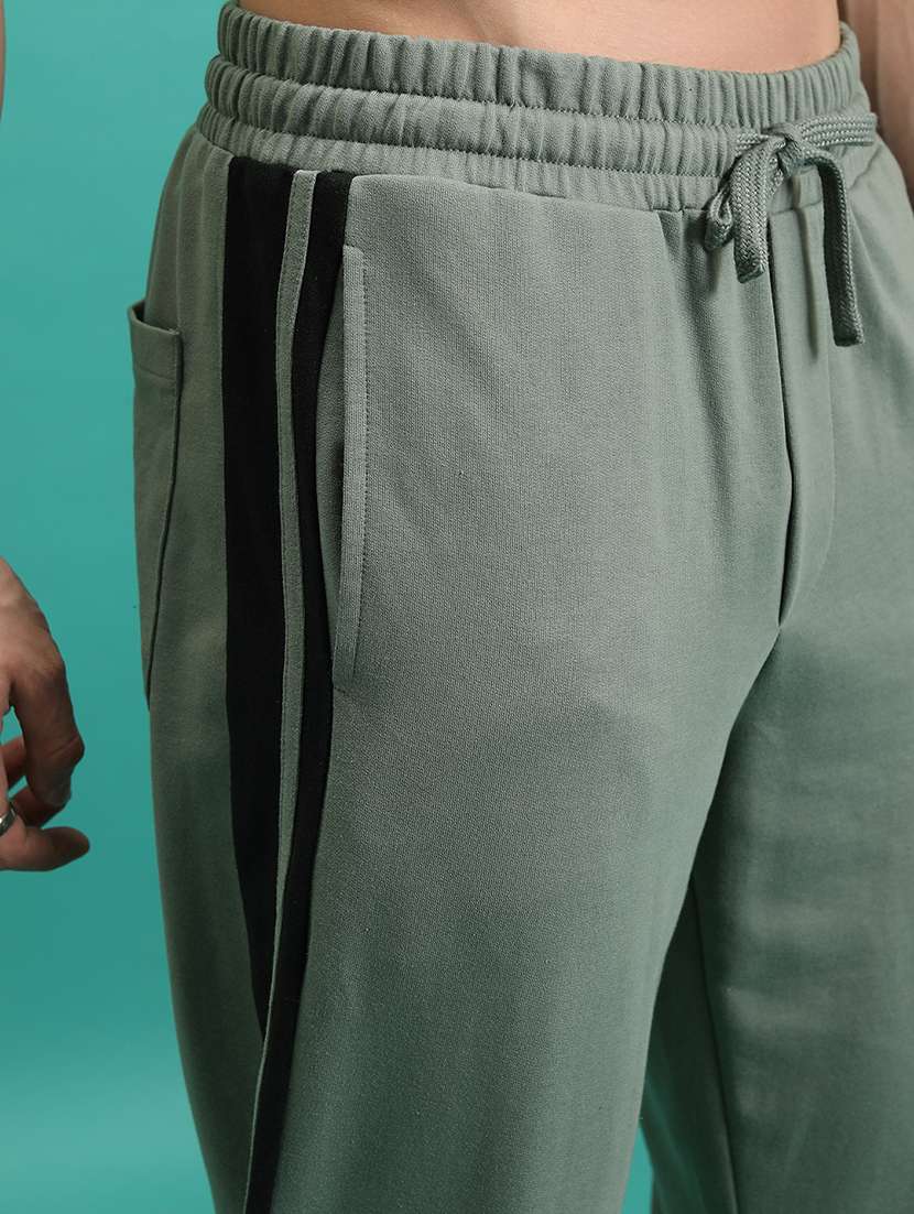 men side taped mid rise full length track pant - 22462209 -  Standard Image - 1