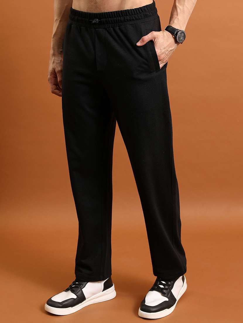 men black polyester  full length track pant - 22462210 -  Standard Image - 1