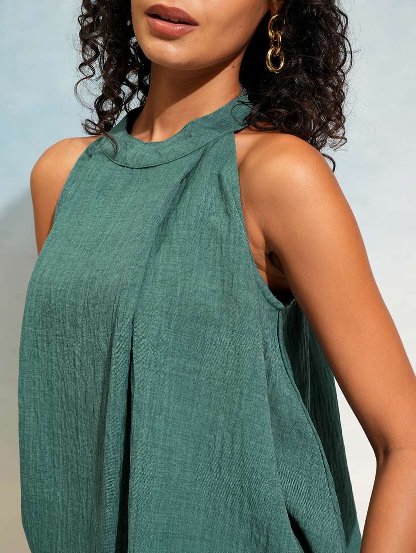 women solid top and trouser co-ord set - 22462216 -  Standard Image - 4