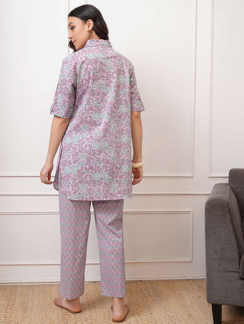 women printed cotton top and trouser set - 22462222 -  Standard Image - 4