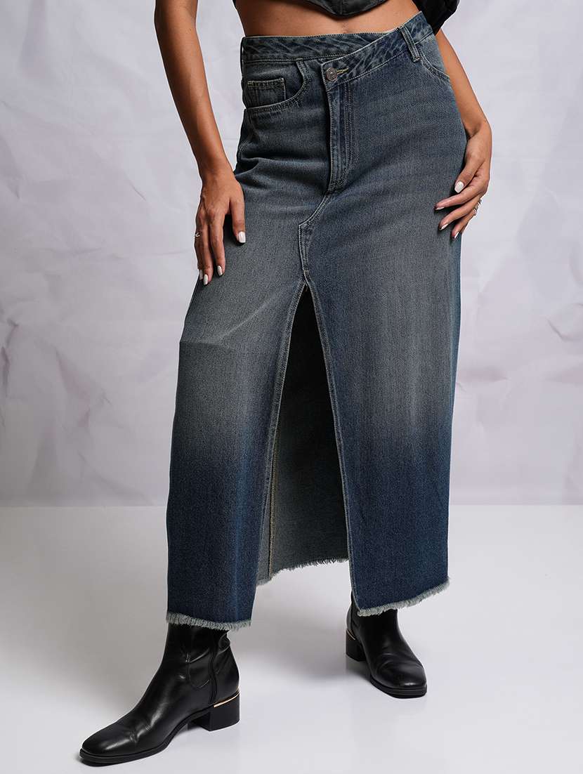 men blue cotton a-line skirt