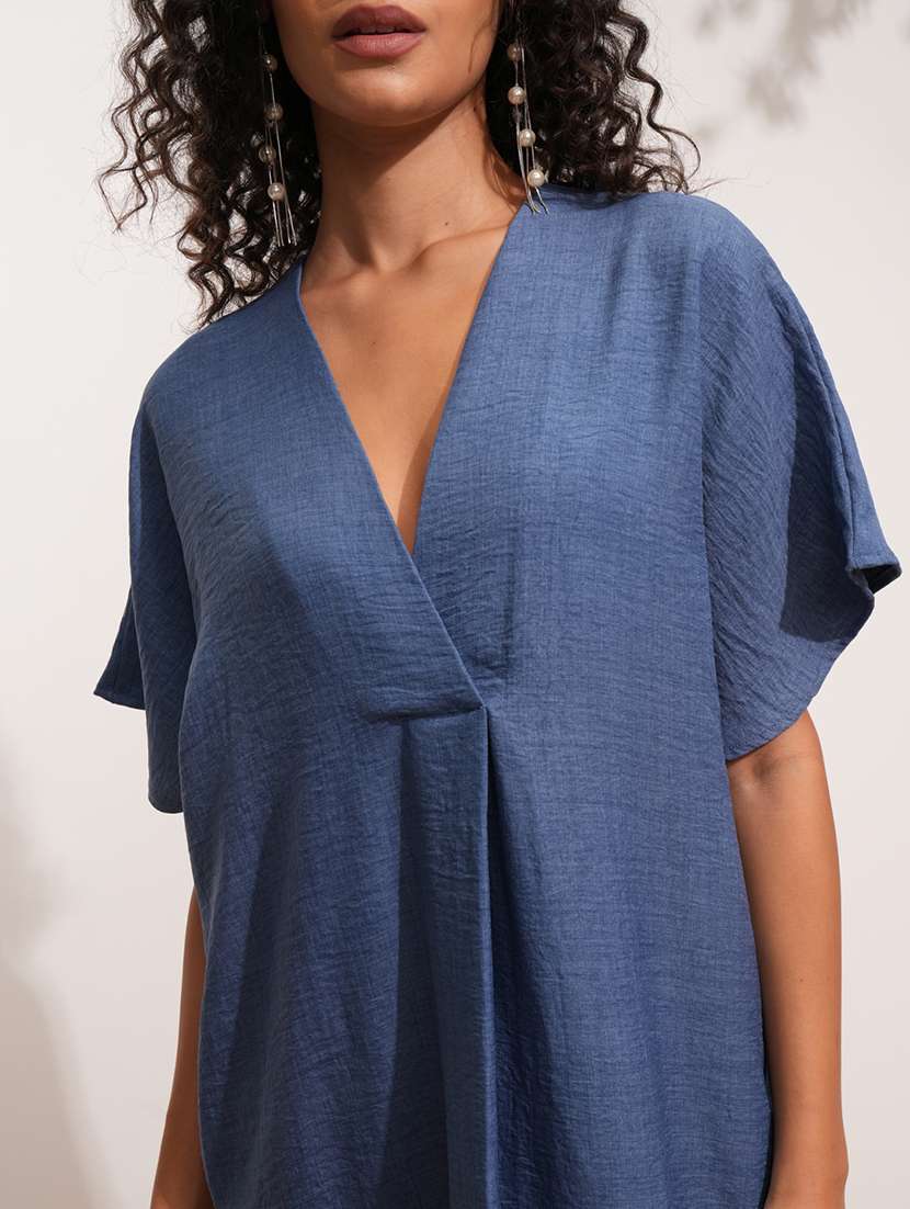 women solid blue polyester kaftan midi dress - 22462243 -  Standard Image - 1