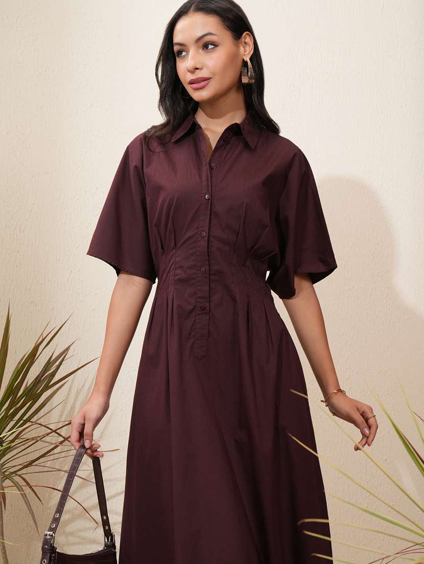 women brown cotton a-line dress - 22462244 -  Standard Image - 1