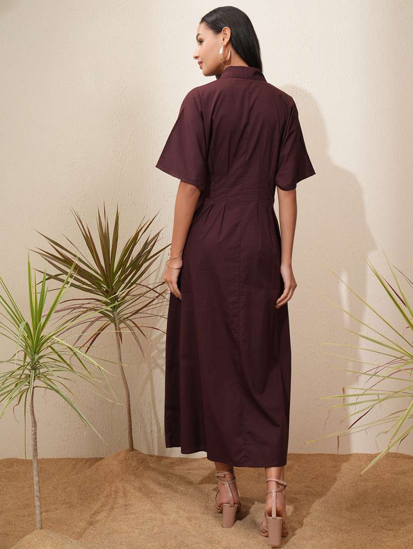 women brown cotton a-line dress - 22462244 -  Standard Image - 4