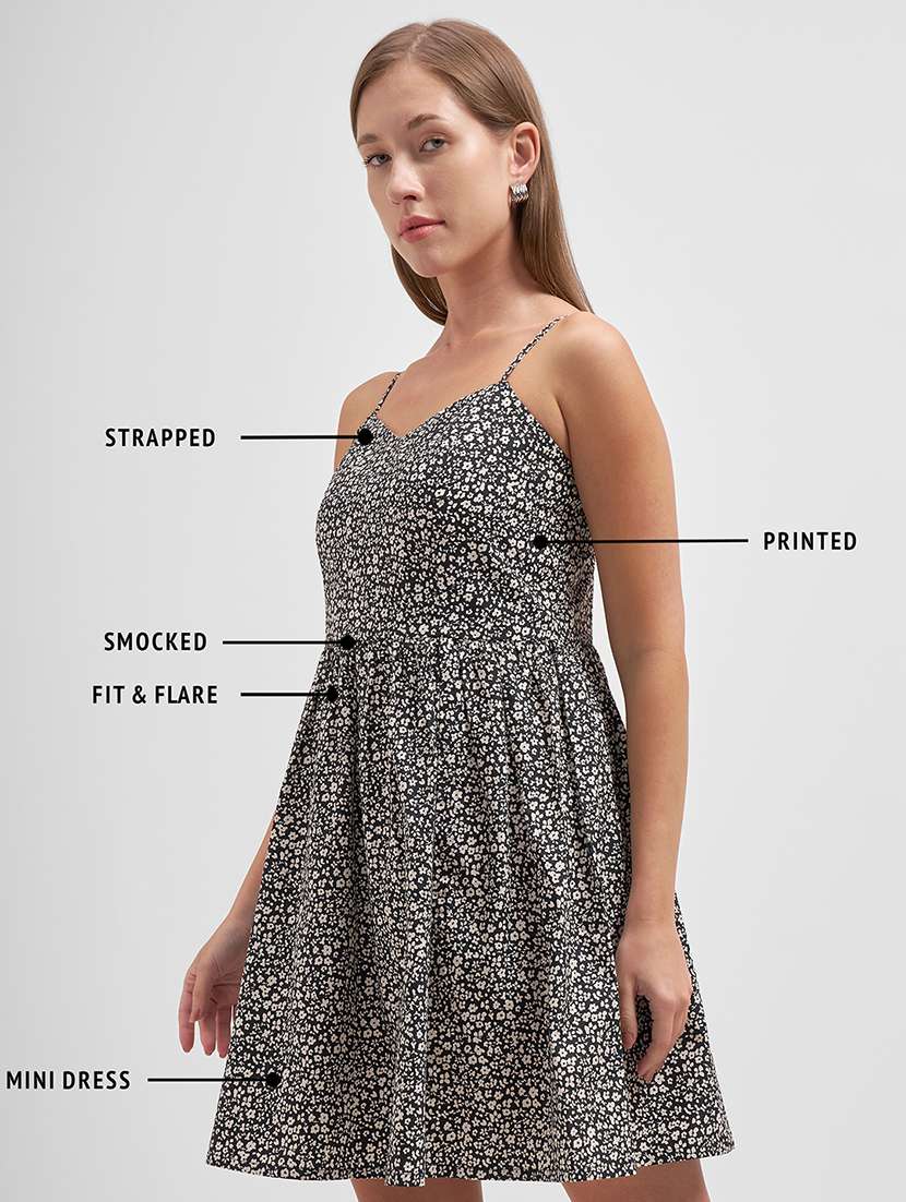 women printed a-line shoulder strap casual dress - 22462248 -  Standard Image - 4