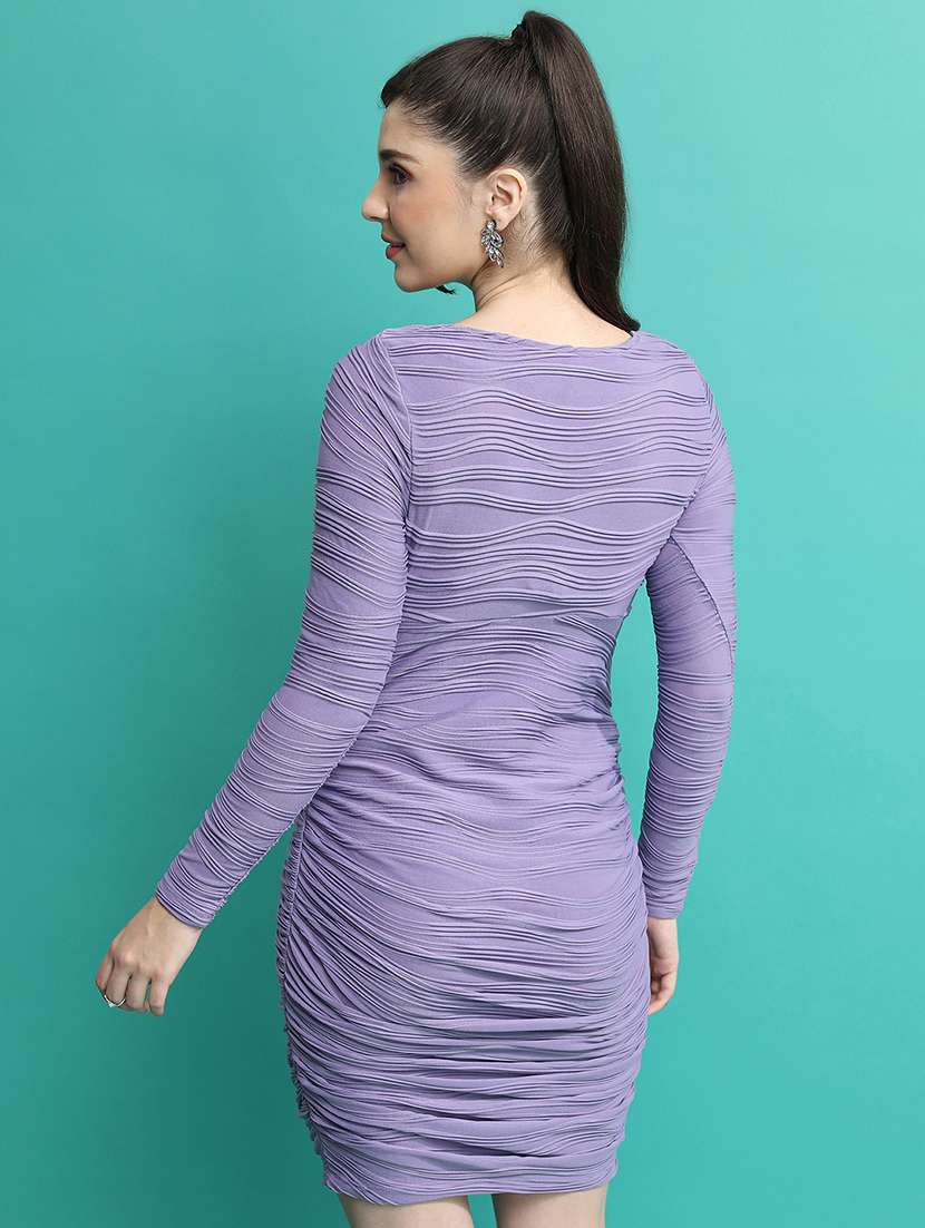 women purple bodycon dress ruched square neck - 22462250 -  Standard Image - 4