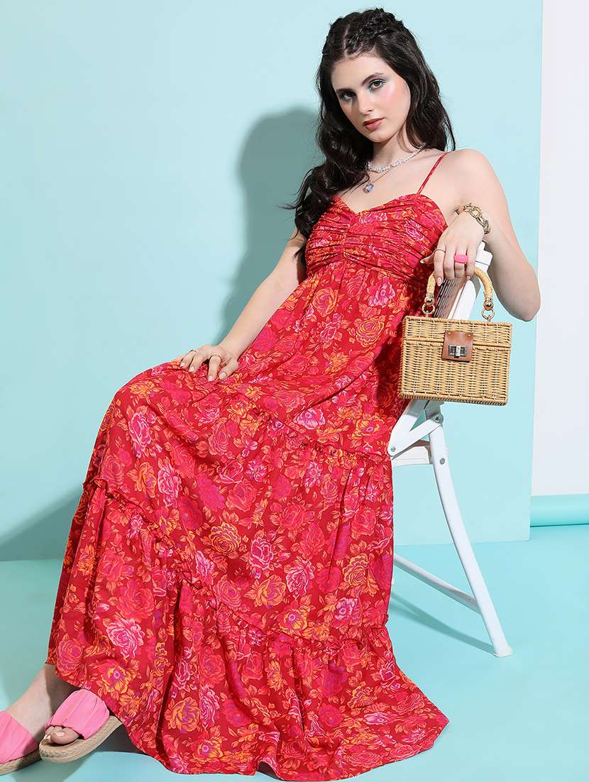 women red polyester a-line dress - 22462257 -  Standard Image - 4
