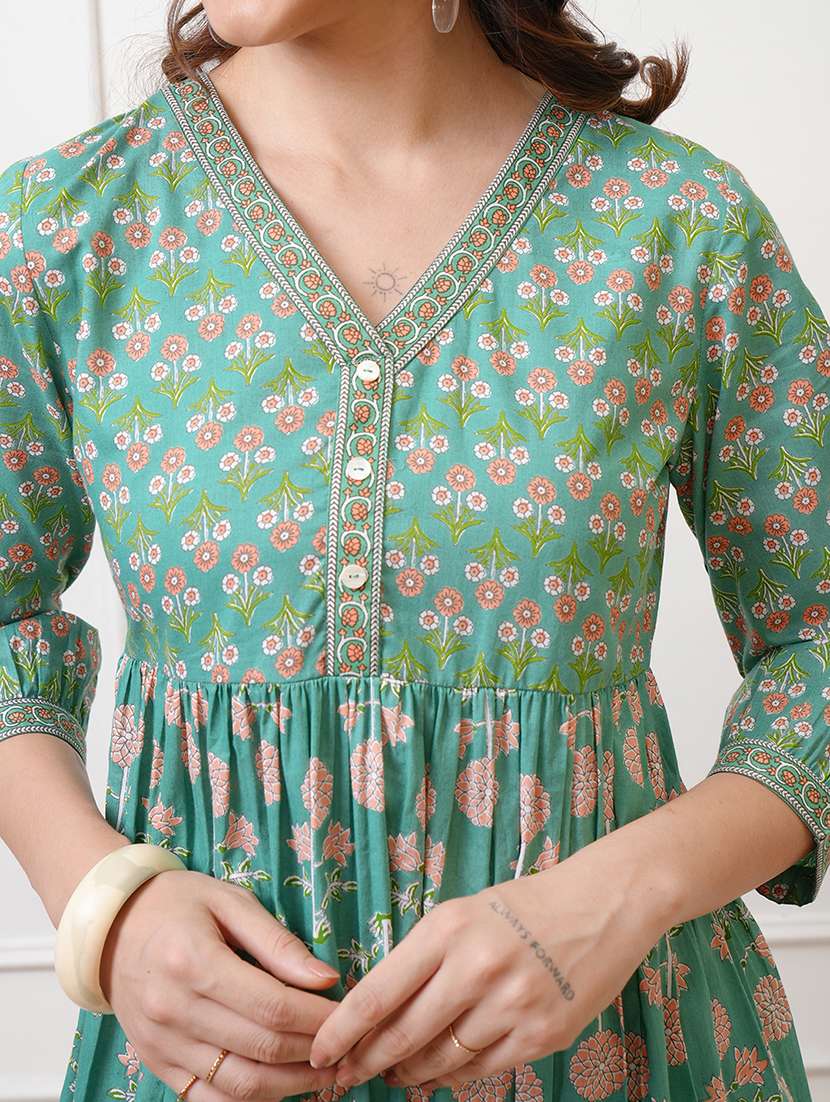 women green cotton a-line dress - 22462261 -  Standard Image - 1