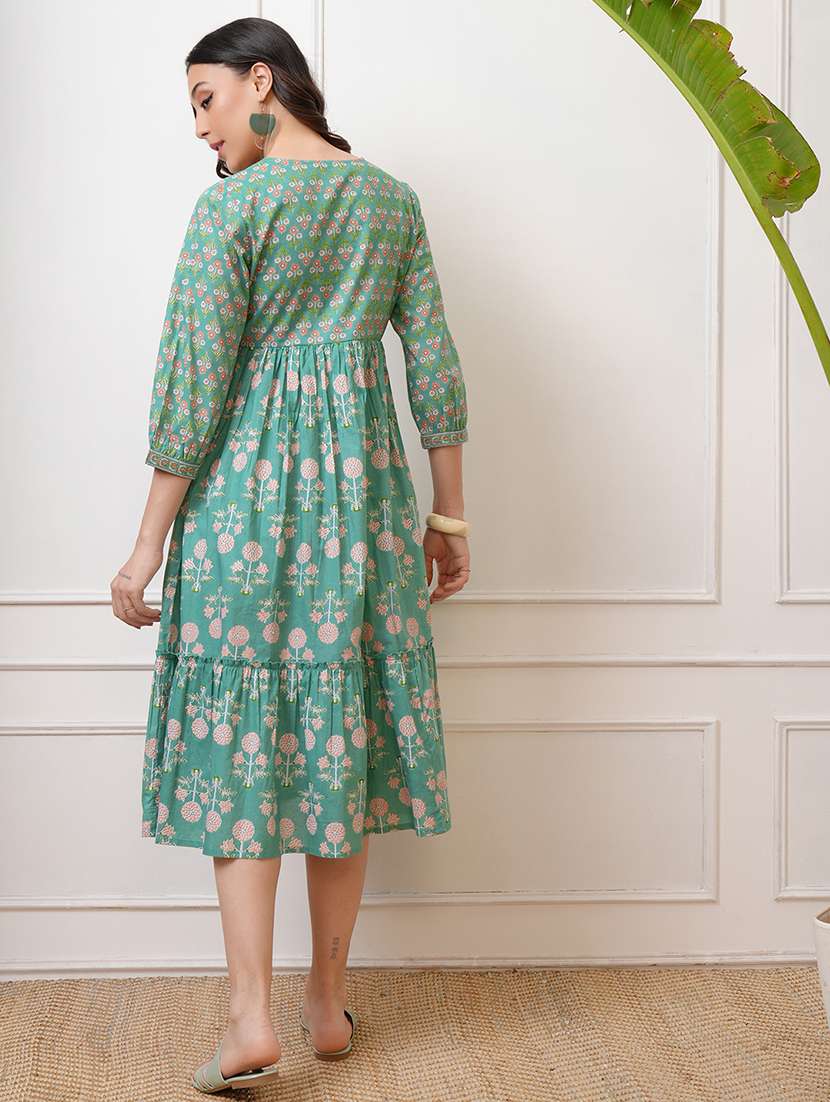 women green cotton a-line dress - 22462261 -  Standard Image - 4