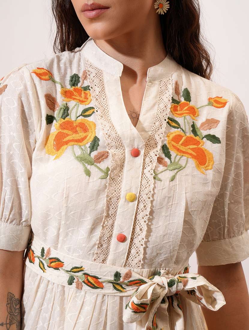 women off white cotton a-line dress - 22462262 -  Standard Image - 1