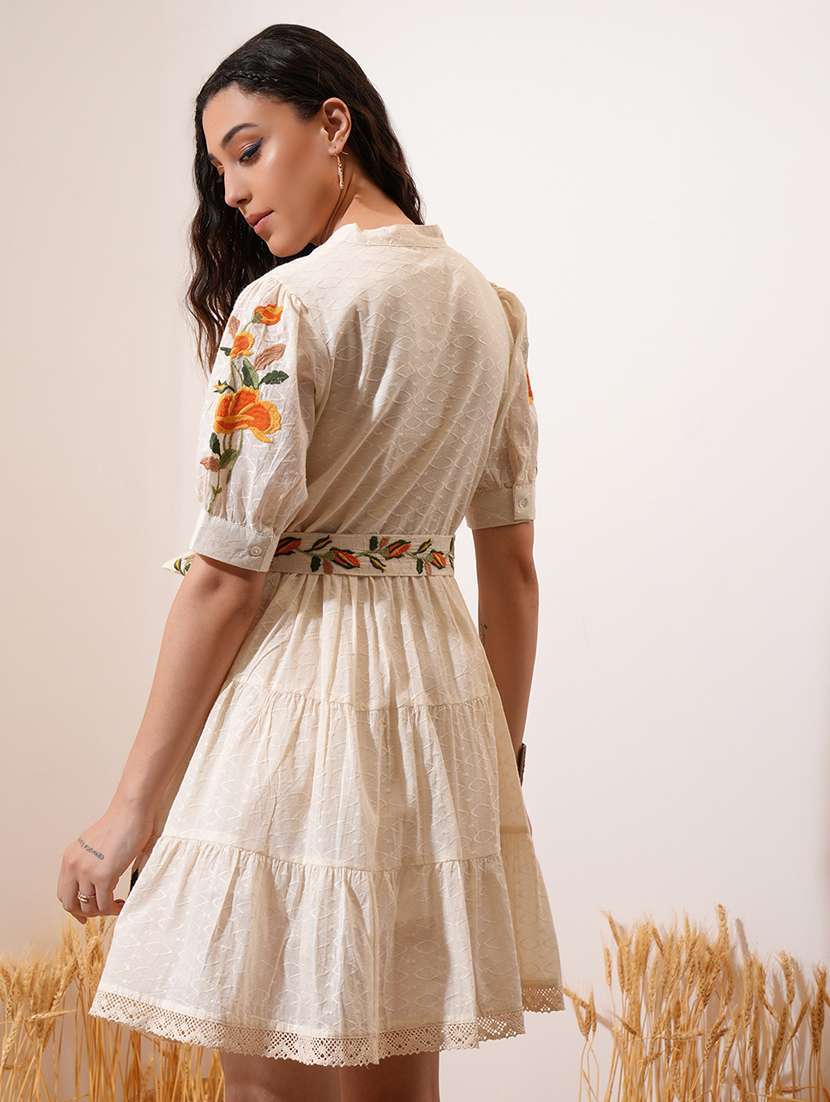 women off white cotton a-line dress - 22462262 -  Standard Image - 4
