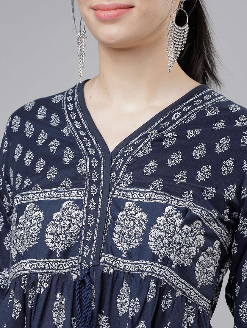 women navy blue cotton a-line dress - 22462266 -  Standard Image - 1