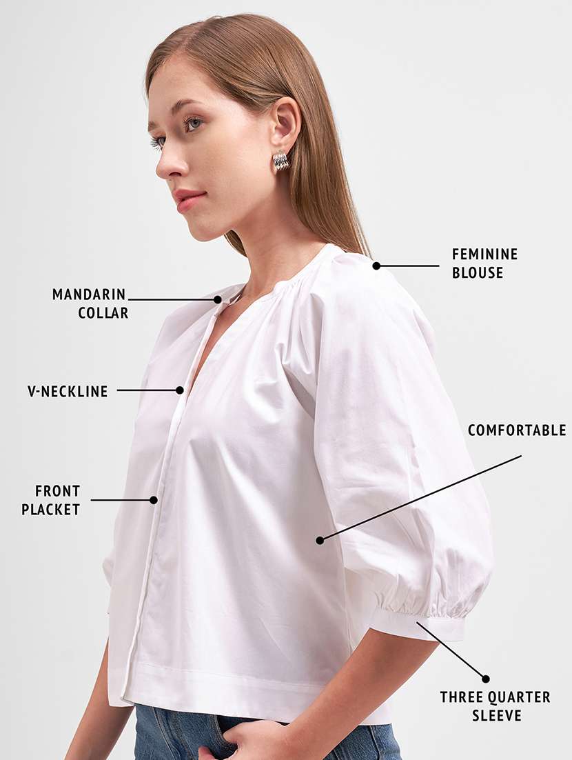 women solid white cotton regular top - 22462269 -  Standard Image - 4