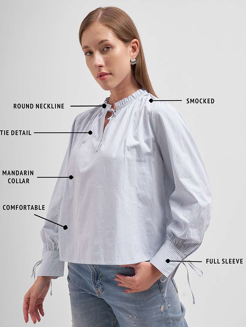 women solid  white cotton regular top - 22462273 -  Standard Image - 4