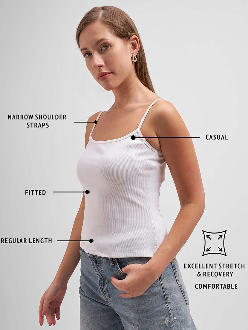 women solid  white cotton regular top - 22462274 -  Standard Image - 4