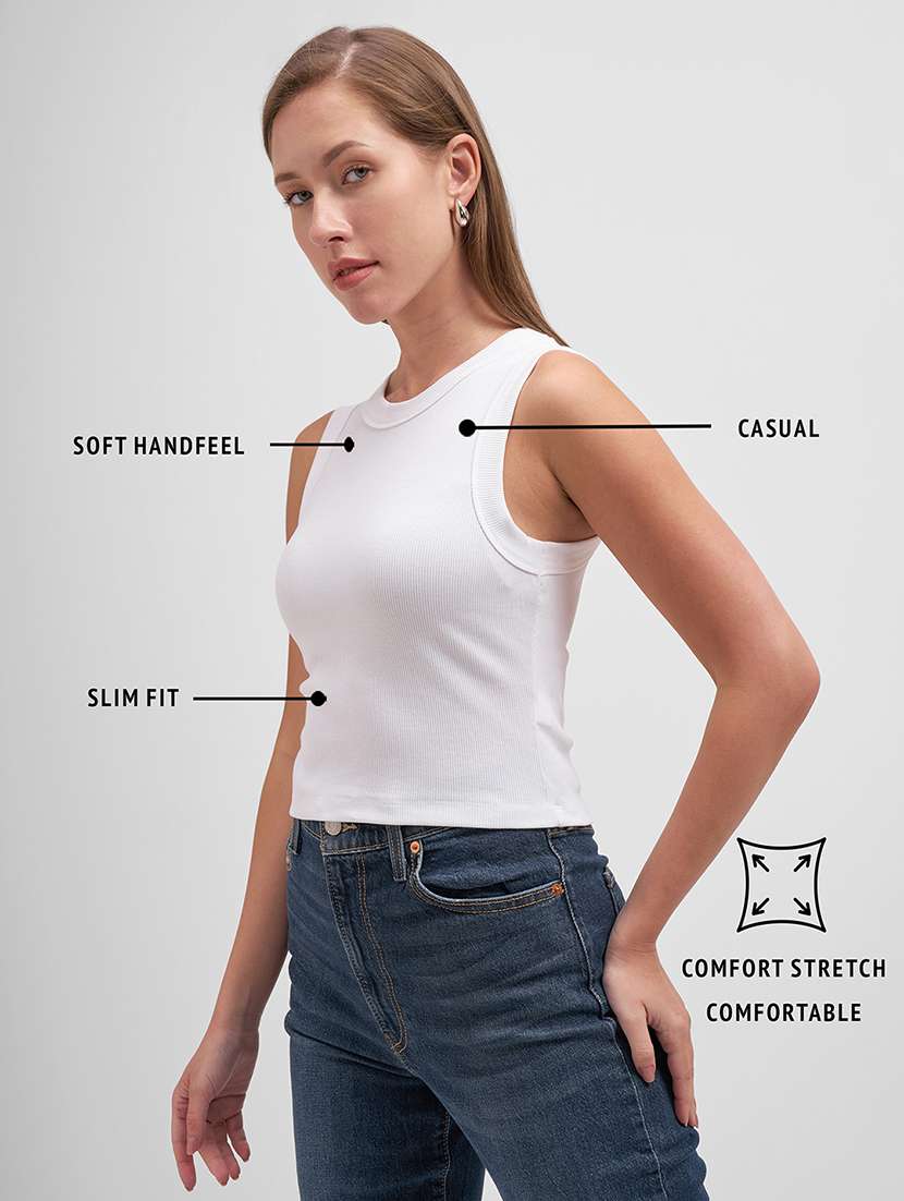 women solid sleeveless tank top - 22462276 -  Standard Image - 4