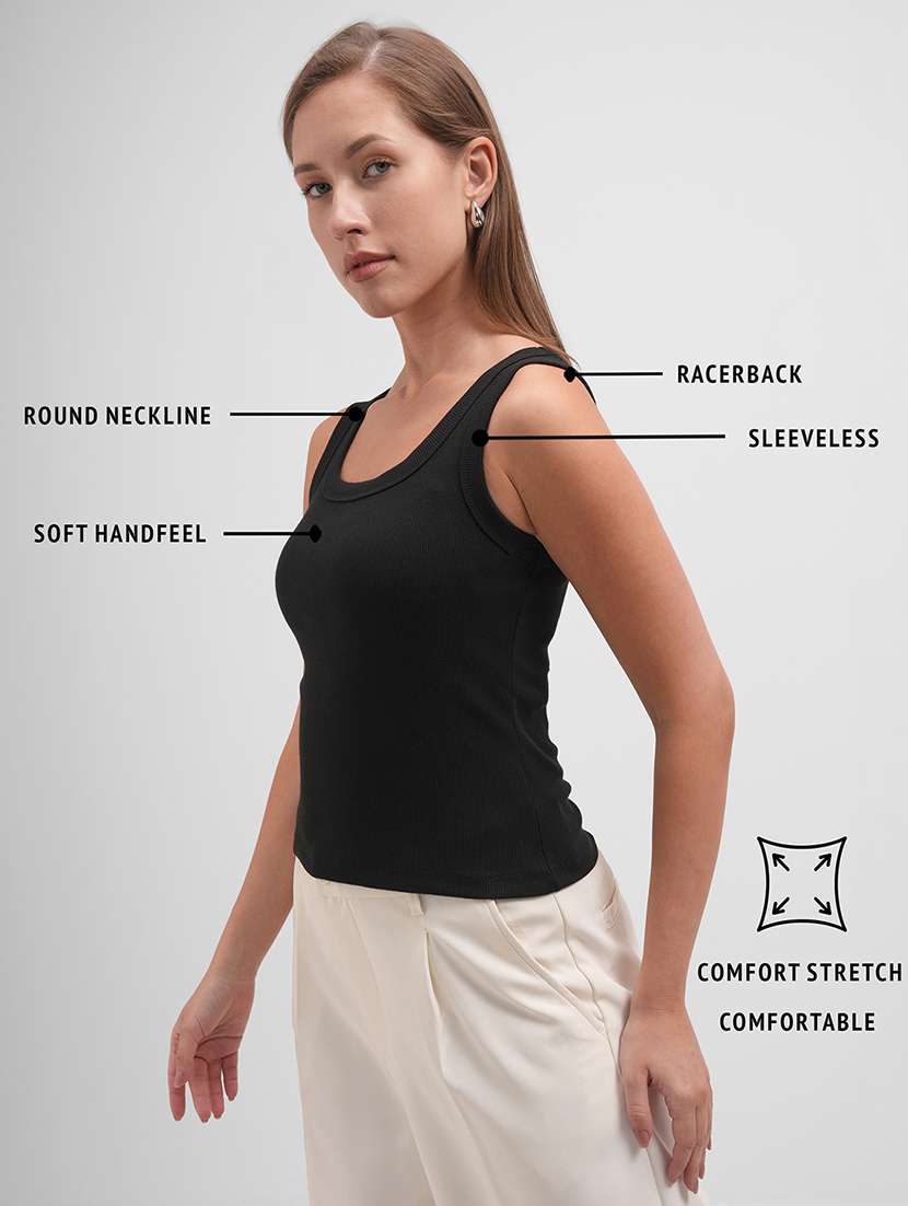 women solid sleeveless tank top - 22462285 -  Standard Image - 4