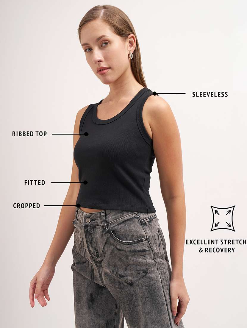 women solid sleeveless tank top - 22462296 -  Standard Image - 4