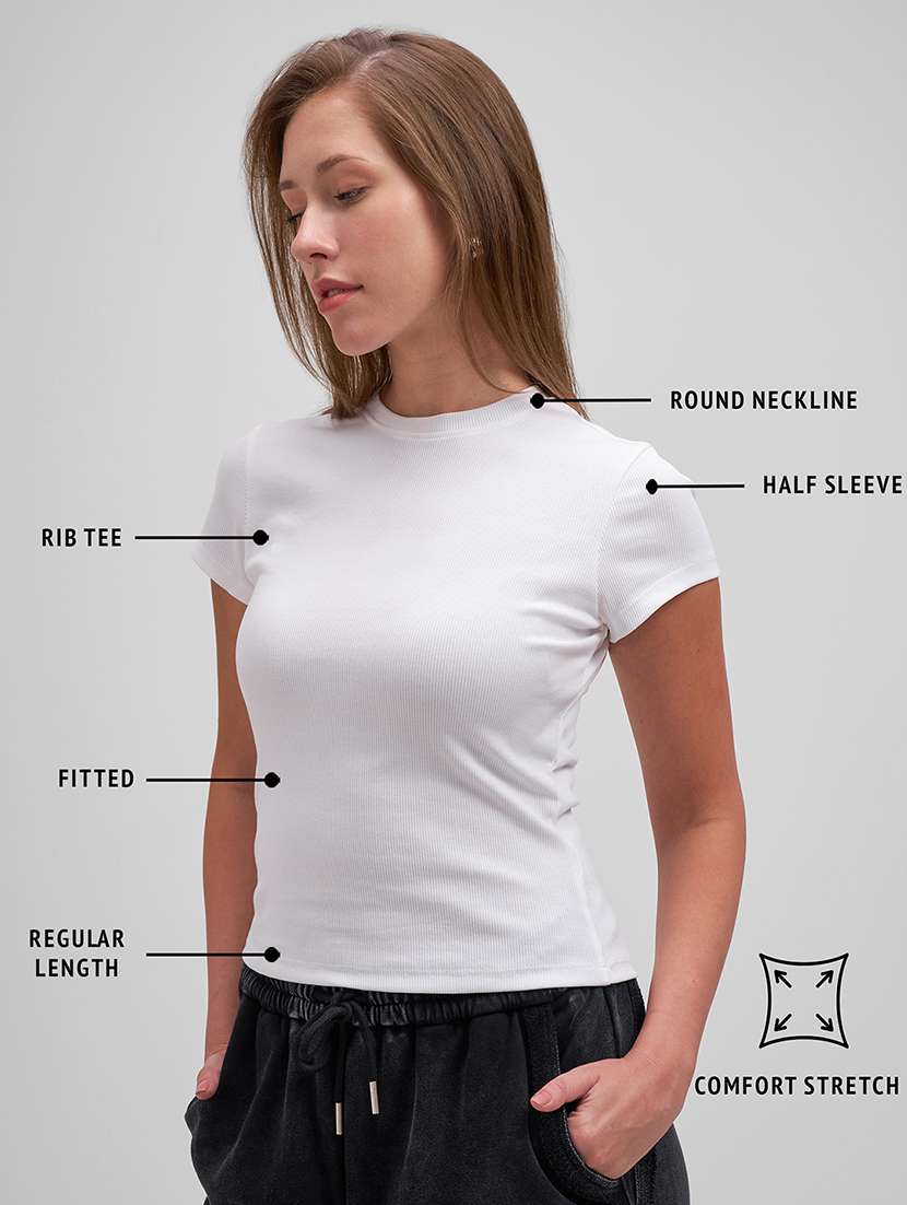 women solid short sleeve straight top - 22462298 -  Standard Image - 4