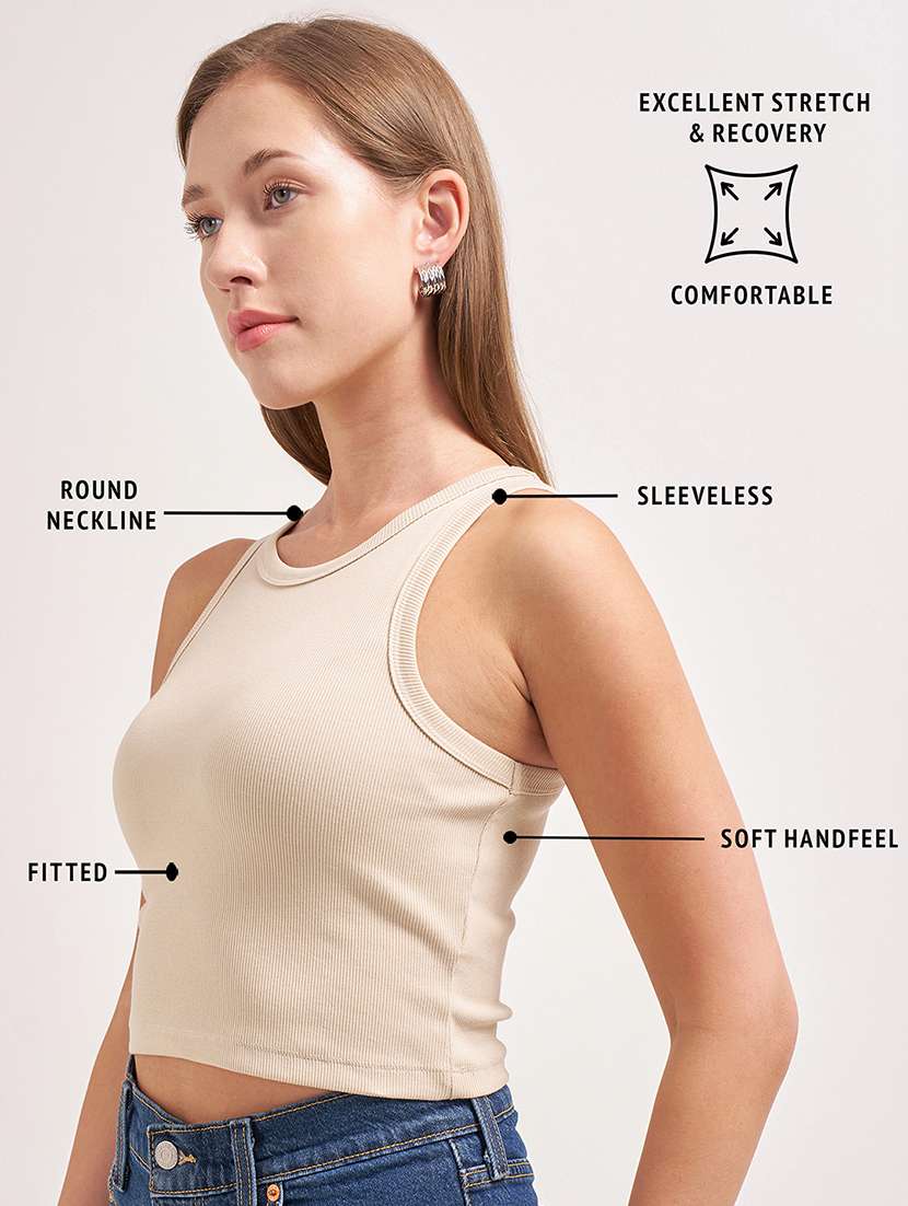 women solid sleeveless tank top - 22462305 -  Standard Image - 4