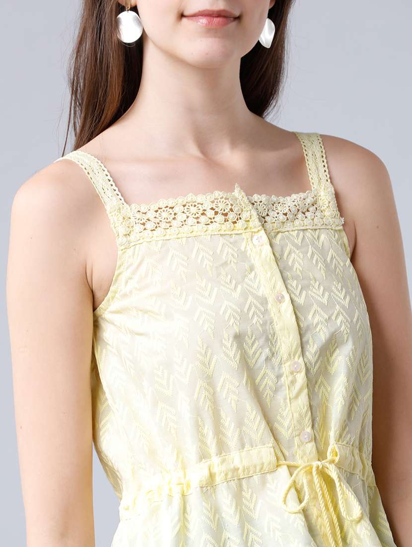 Women Solid Yellow Cotton Blend Regular Top - 22462320 -  Standard Image - 1