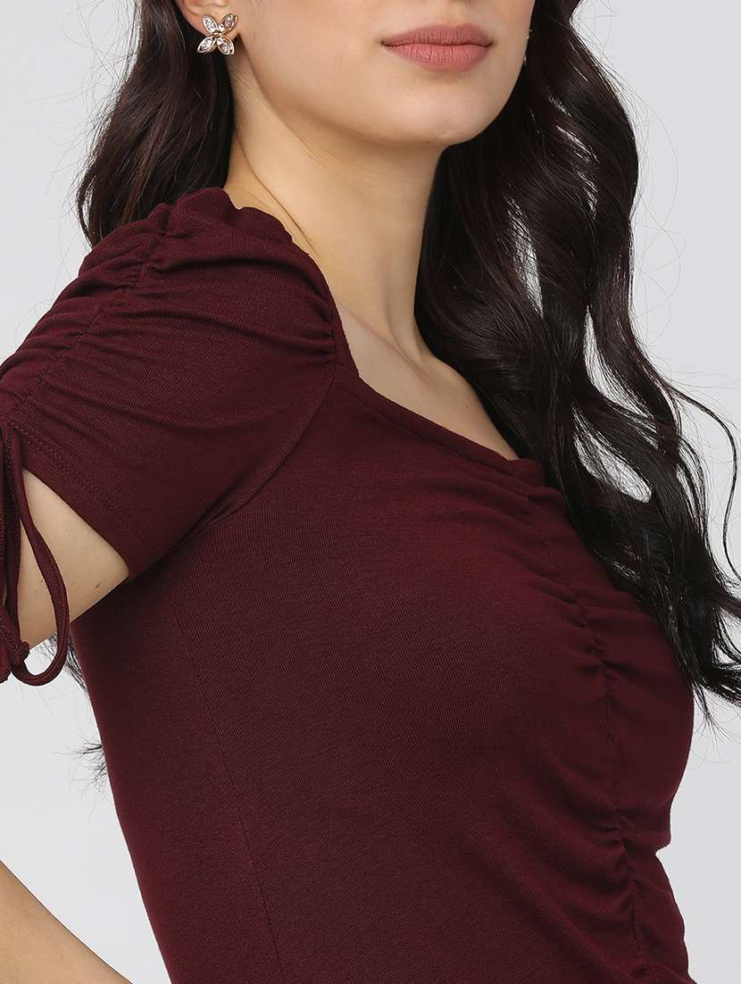 women solid  blue rayon regular top - 22462324 -  Standard Image - 1