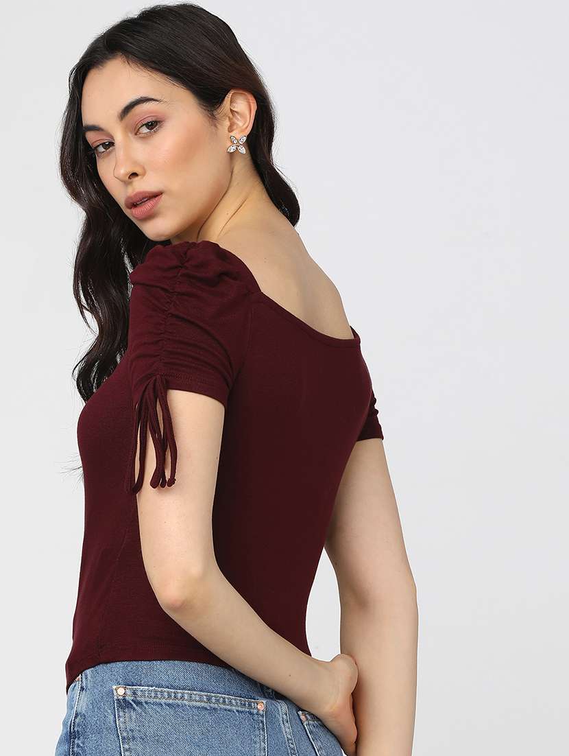 women solid  blue rayon regular top - 22462324 -  Standard Image - 4