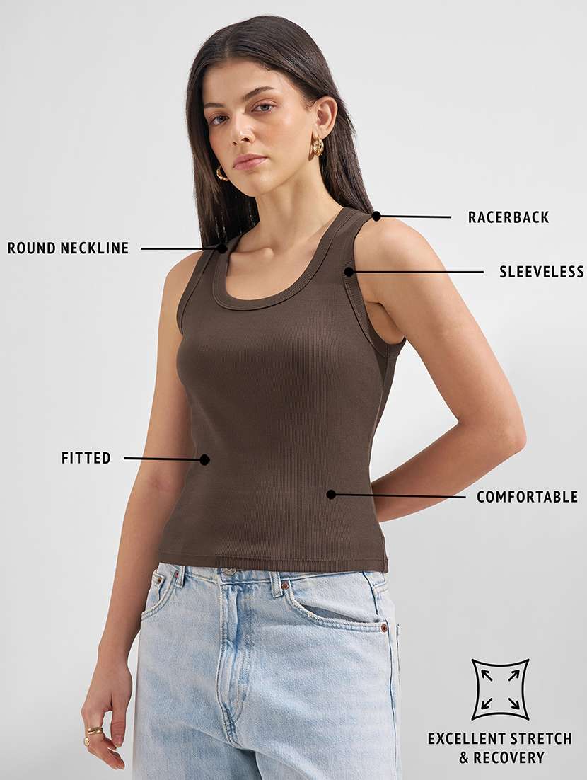 women solid sleeveless tank top - 22462334 -  Standard Image - 4