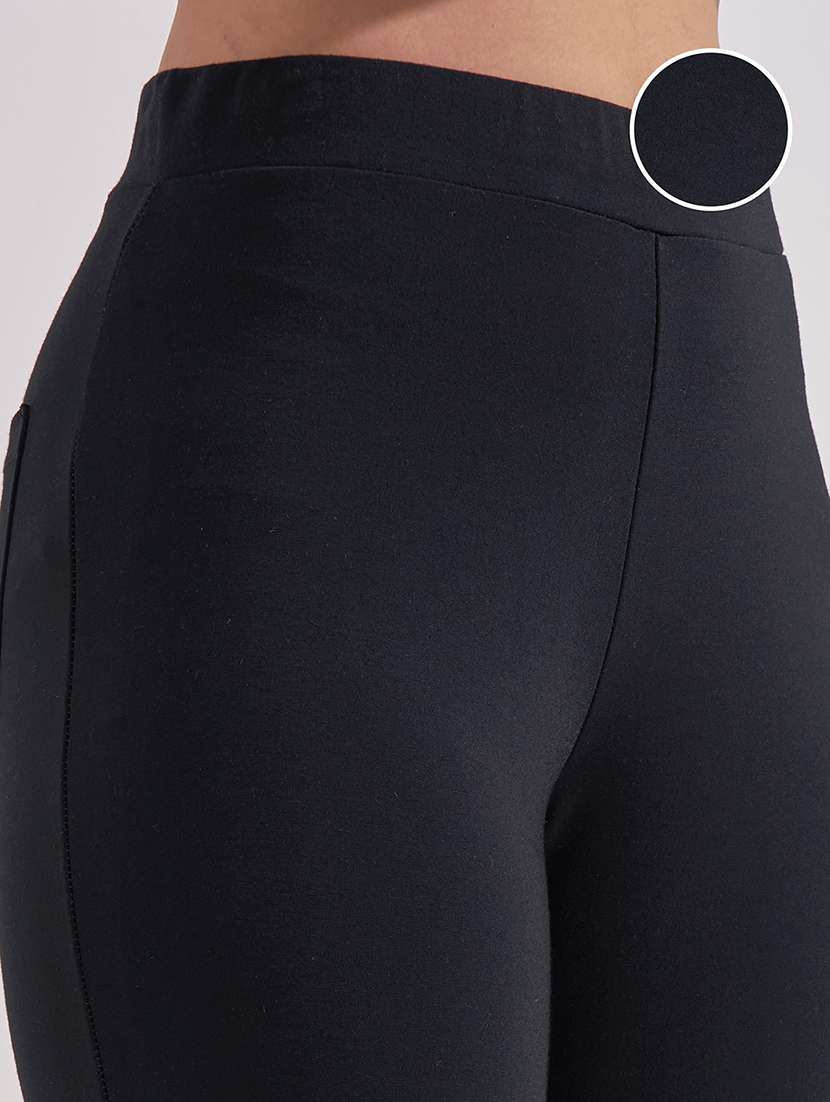 Women Solid Mid Rise Bootcut Trouser - 22462352 -  Standard Image - 1