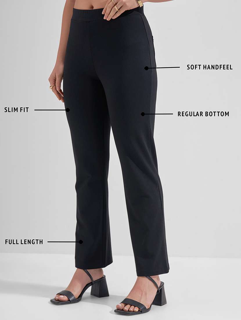 Women Solid Mid Rise Bootcut Trouser - 22462352 -  Standard Image - 4