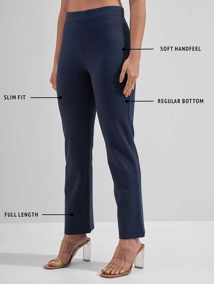 women solid mid rise bootcut trouser - 22462353 -  Standard Image - 4