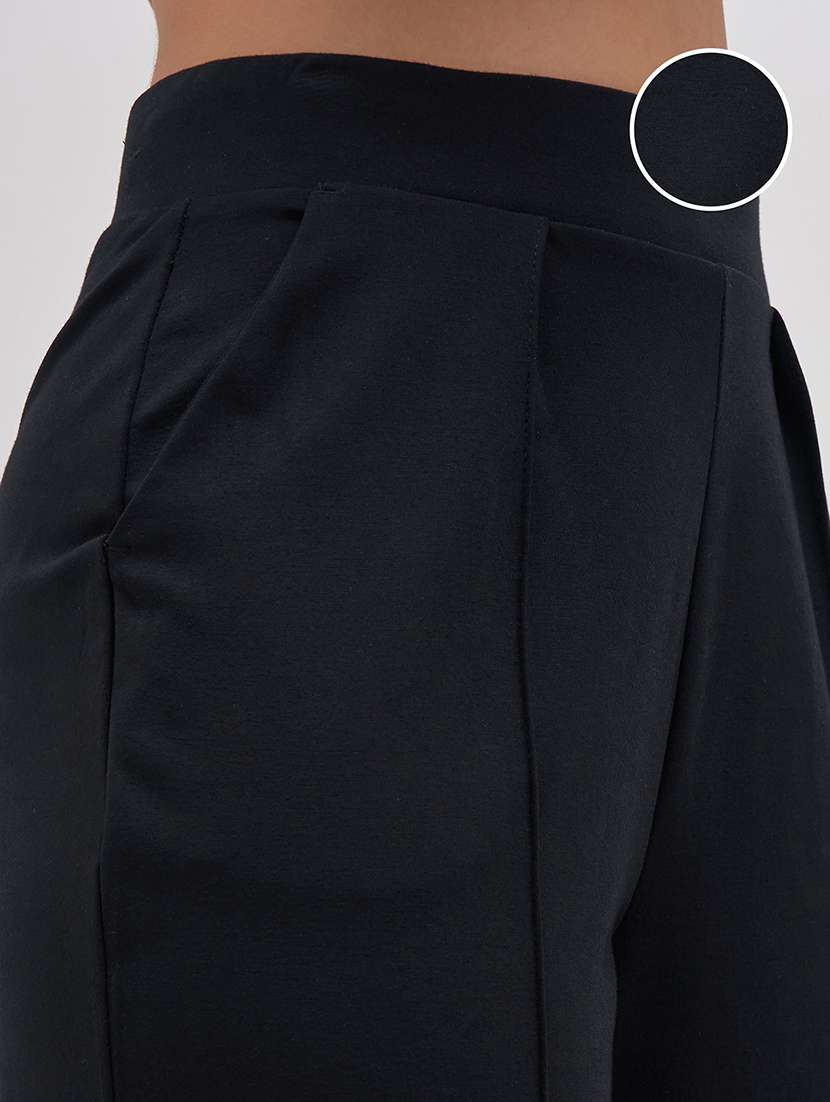 women black rayon straight trouser - 22462359 -  Standard Image - 1