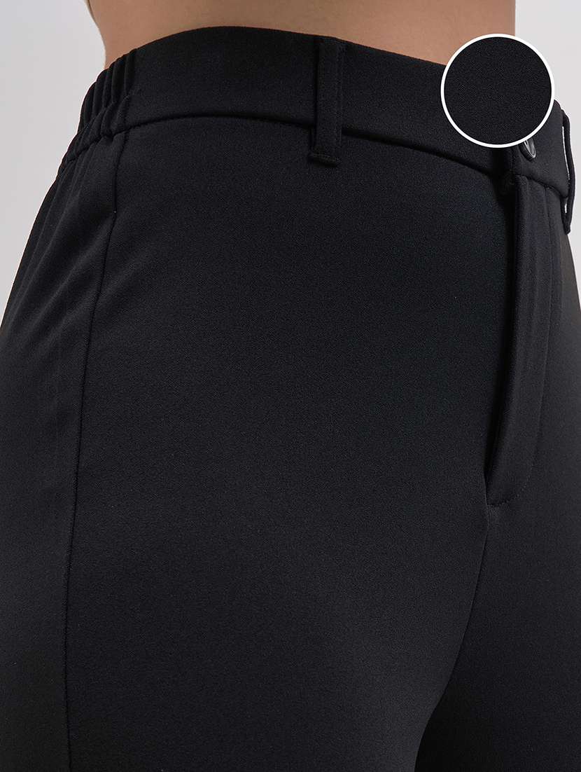 women black polyester bootcut trouser - 22462362 -  Standard Image - 1