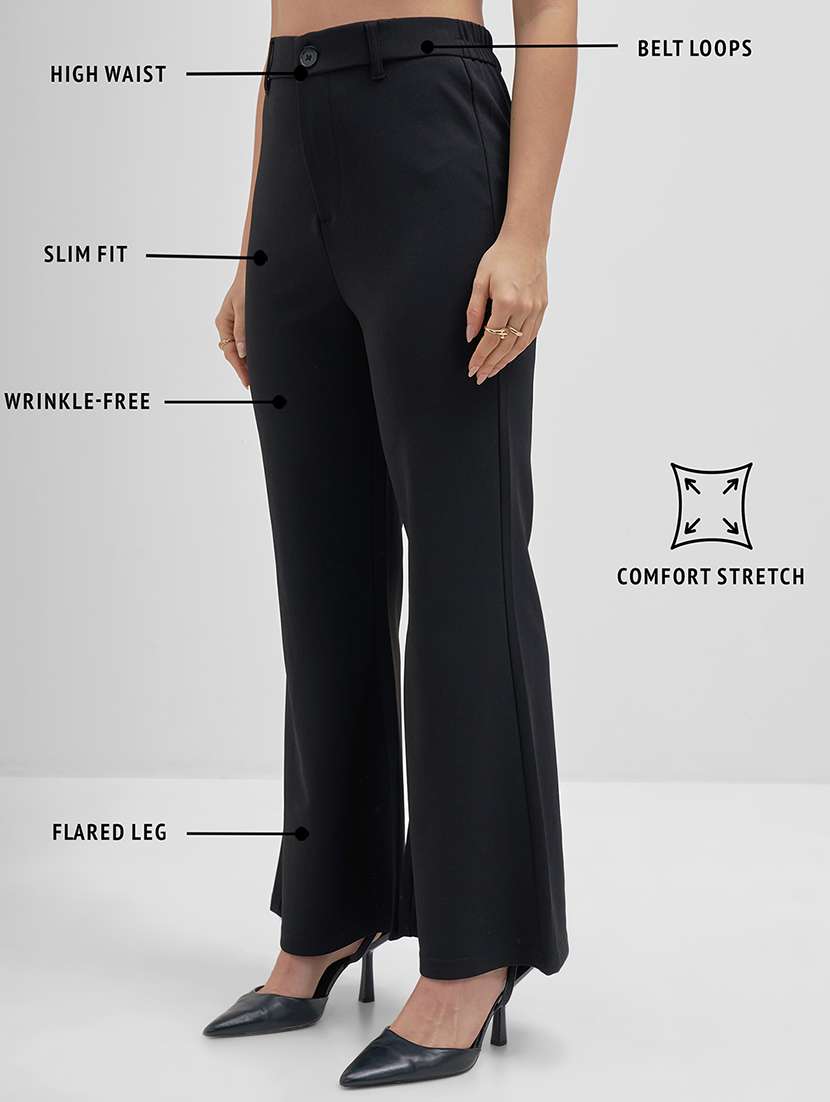 women black polyester bootcut trouser - 22462362 -  Standard Image - 4