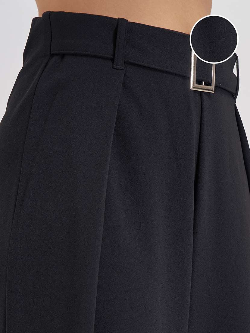 women black polyester wide leg trouser - 22462367 -  Standard Image - 1