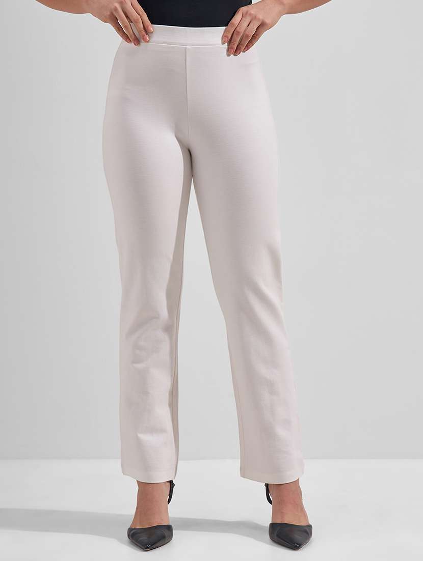 women white rayon bootcut trouser