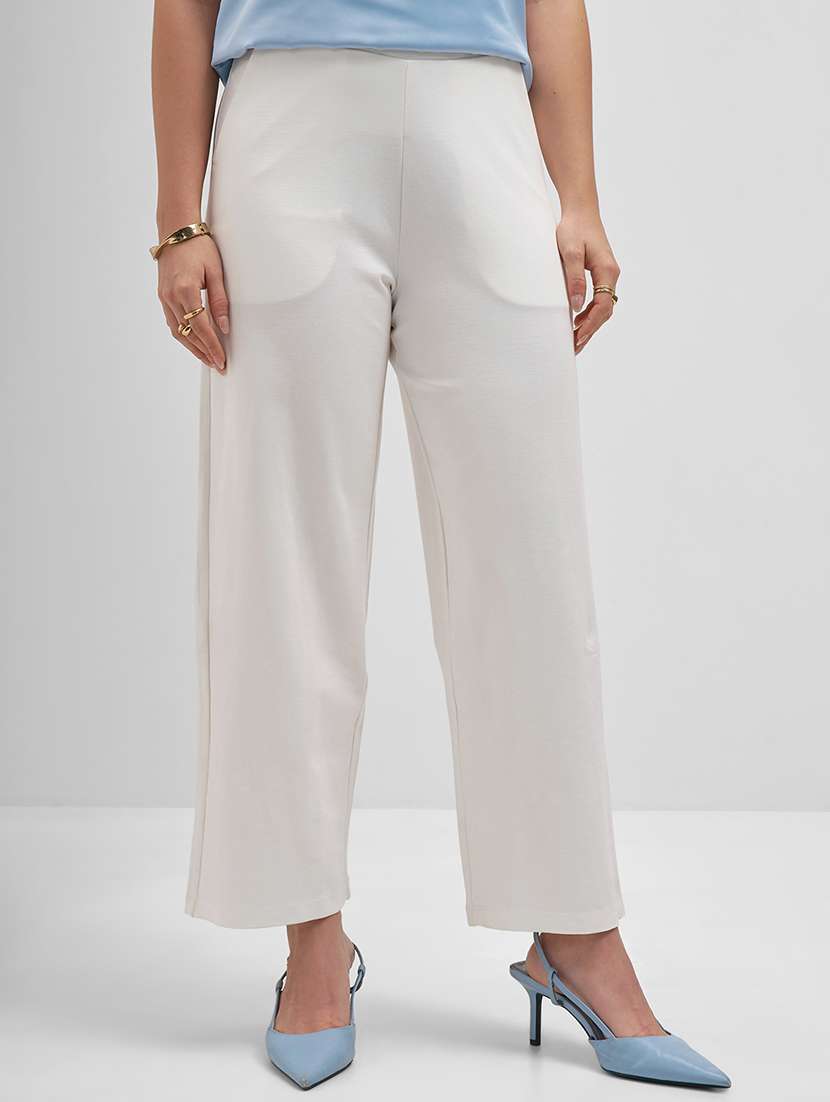women white rayon wide leg trouser
