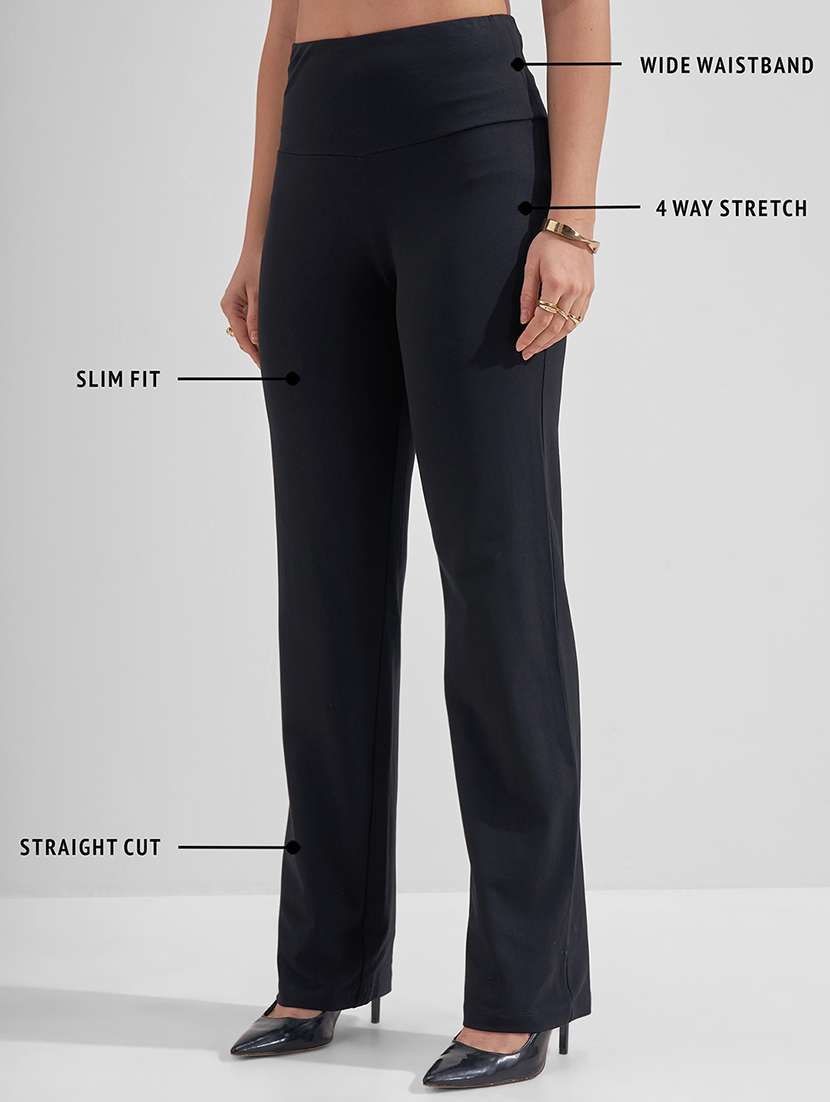women black cotton straight trouser - 22462374 -  Standard Image - 4