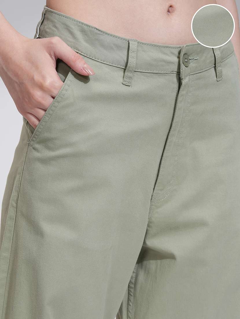 women brown cotton straight trouser - 22462383 -  Standard Image - 1