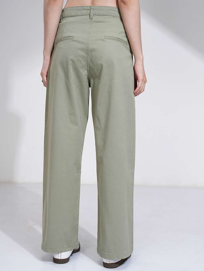 women brown cotton straight trouser - 22462383 -  Standard Image - 4